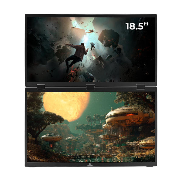 Monitor Duplo Portátil Grasep 18,5’’ FHD 100Hz com Rotação 360° e Conexões USB-C Mini HDMI - D-TELA09