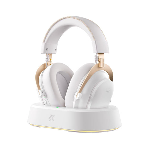 Headset Gamer MCHOSE V9 Turbo Branco Gold 200h Bateria Base Magnética RGB Wireless