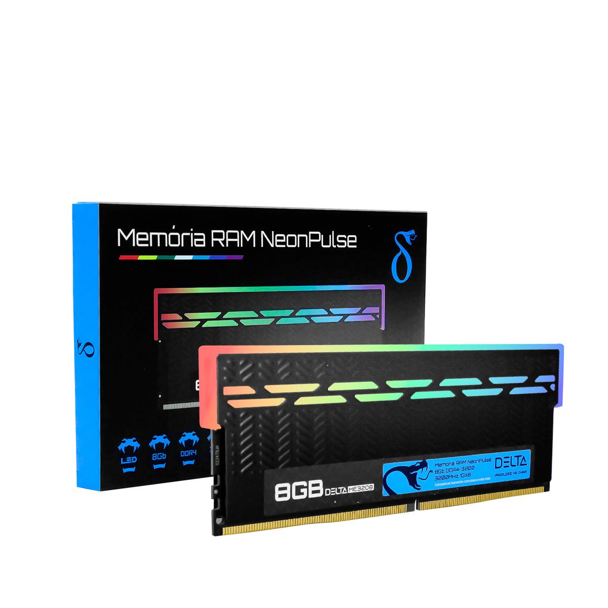 Memória RAM Gaming Intel 8GB DDR4 Aitek 3200MHz RGB Neon Pulse