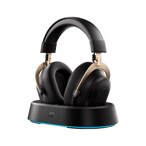 Headset Gamer MCHOSE V9 Turbo Preto Gold 200h Bateria Base Magnética RGB Wireless