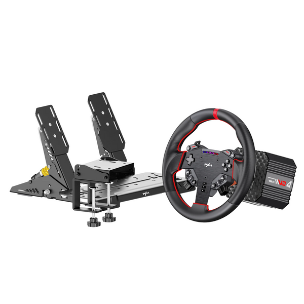 Kit Simulador de Corrida PXN VD4 Torque 4Nm Para PC + Volante W AS Quick Release + Pedais Freio e Acelerador