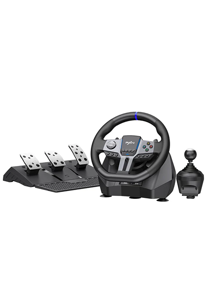 Kit Simulador de Corrida PXN-V9 Volante Vibração + Câmbio + Pedais Acelerador, Freio e Embreagem