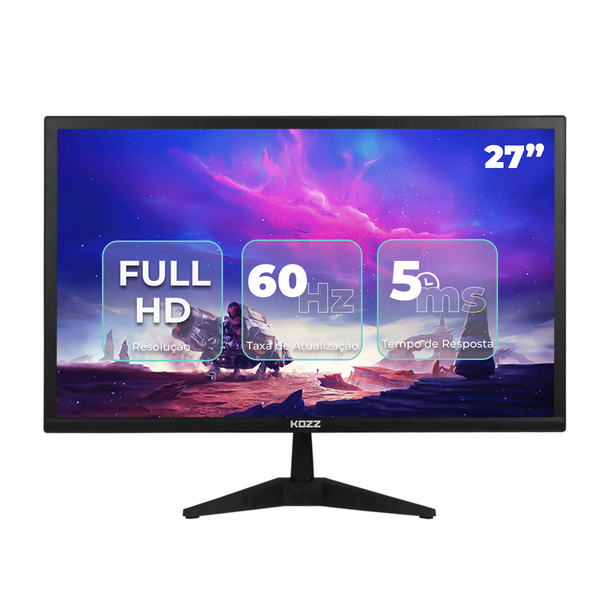 Monitor Gamer Kozz M2700 27'' Tela LED Full HD Redução Luz Azul 60Hz 5ms- KZ-M2700