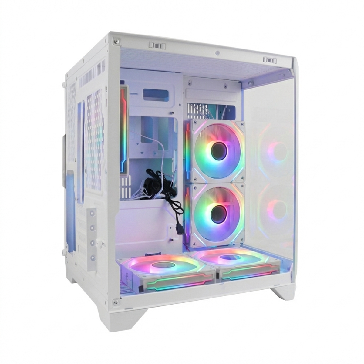 Gabinete Gamer M-ATX Grasep Lateral Vidro Temperado 5 Fans RGB com Controle Remoto Design Moderno - D-MATX06