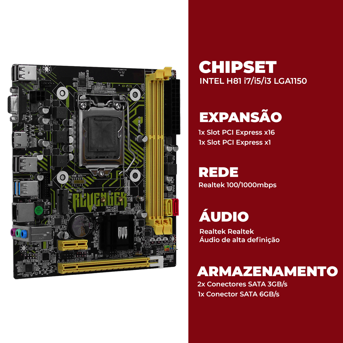 Placa Mãe DELTA H81M2 LGA1150 DDR3 Aitek Micro ATX com M.2 HDMI VGA 16GB - DELTA-H81M2