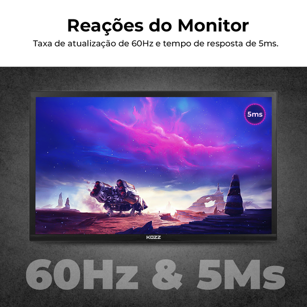 Monitor Gamer Kozz M2700 27'' Tela LED Full HD Redução Luz Azul 60Hz 5ms- KZ-M2700