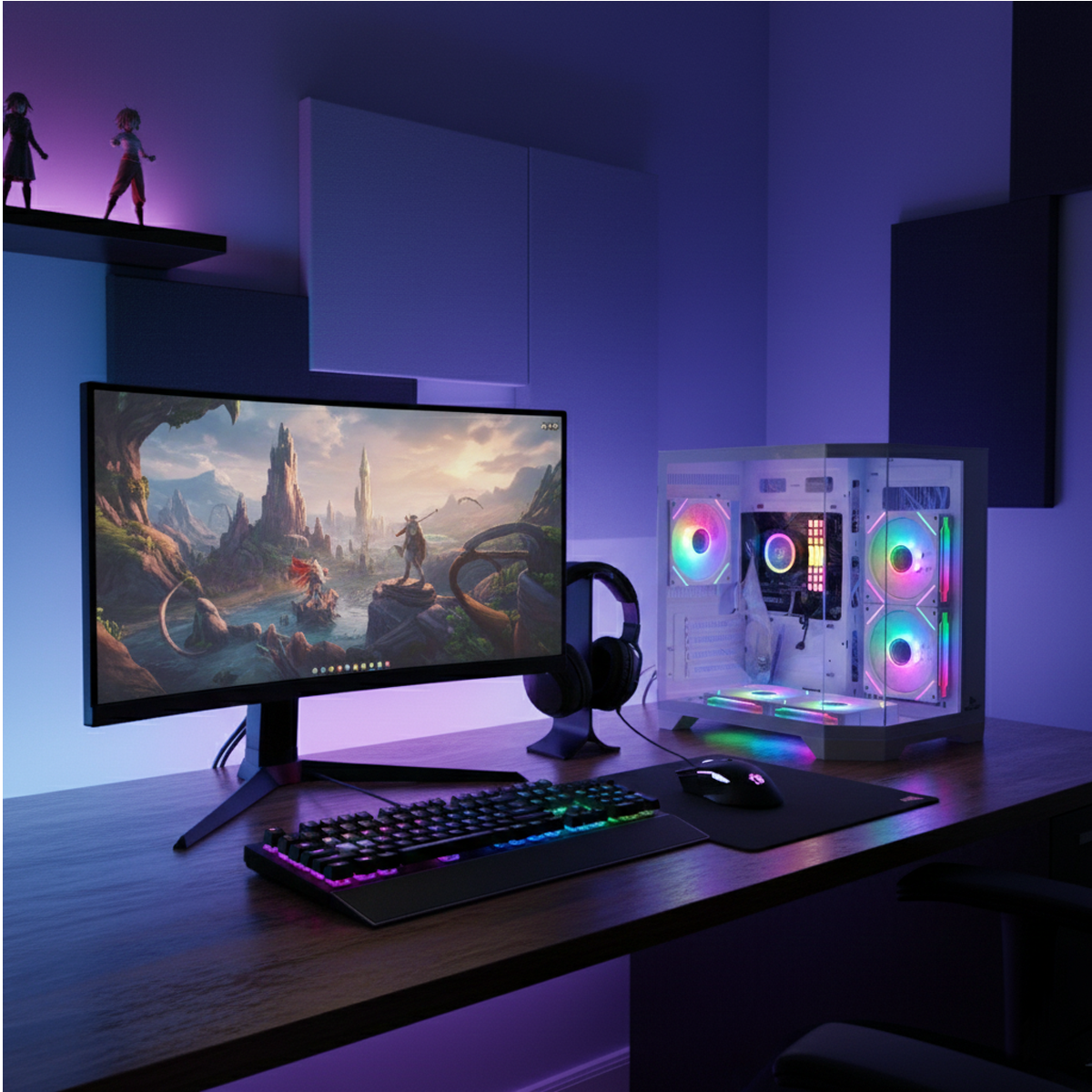 Gabinete Gamer M-ATX Grasep Lateral Vidro Temperado 5 Fans RGB com Controle Remoto Design Moderno - D-MATX06