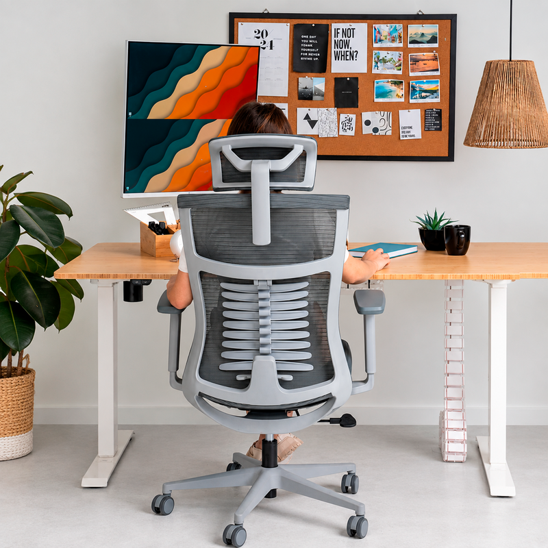 Cadeira Ergonômica Elements Vertta Cinza para Home Office e Estudo Ajuste de Altura e Lombar Estrutura Reforçada - ELEM-70053