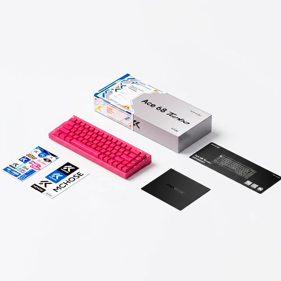 Teclado Gamer MCHOSE Ace 68 Turbo Rosa Hall Effect 65% Light Bar Dinâmico