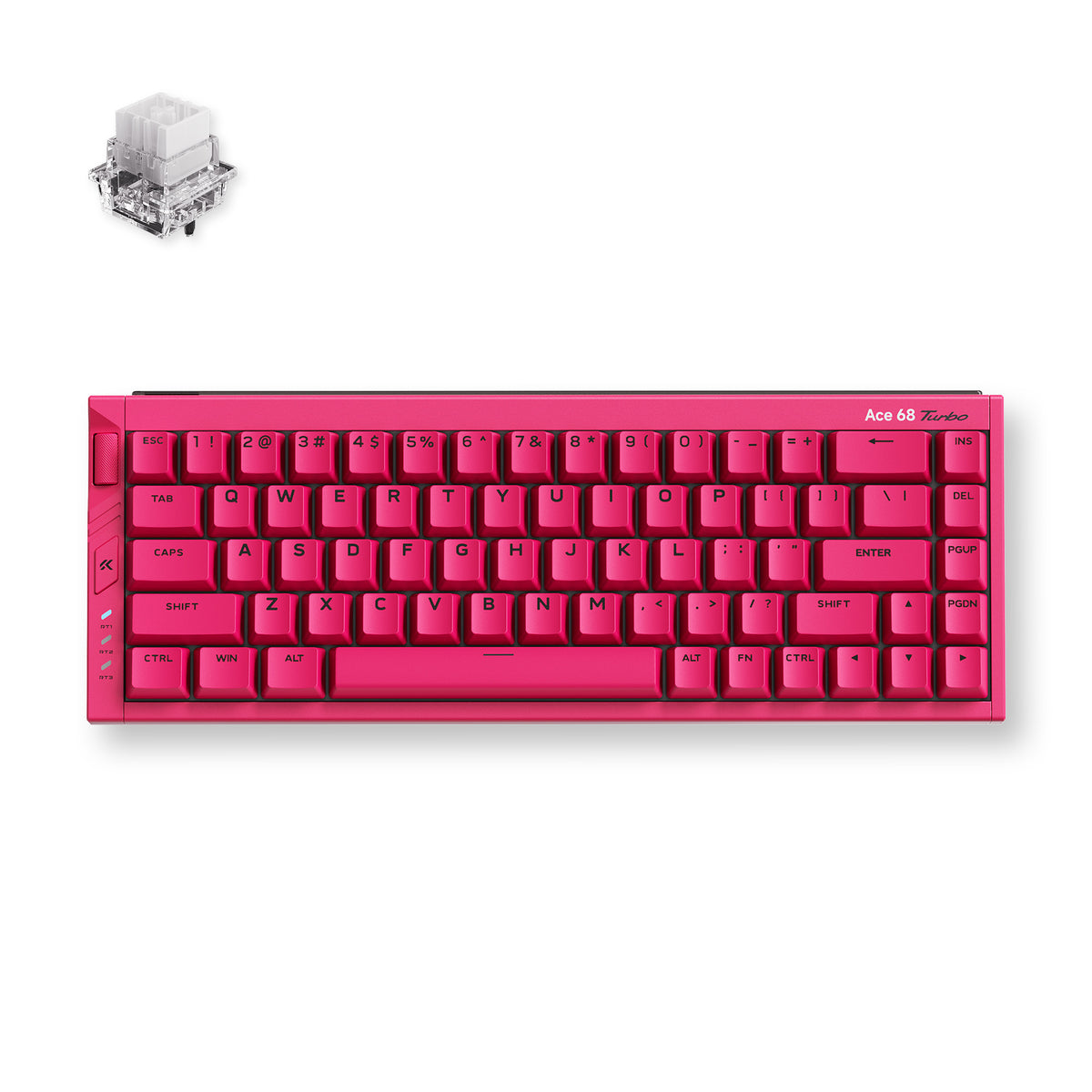 Teclado Gamer MCHOSE Ace 68 Turbo Rosa Hall Effect 65% Light Bar Dinâmico