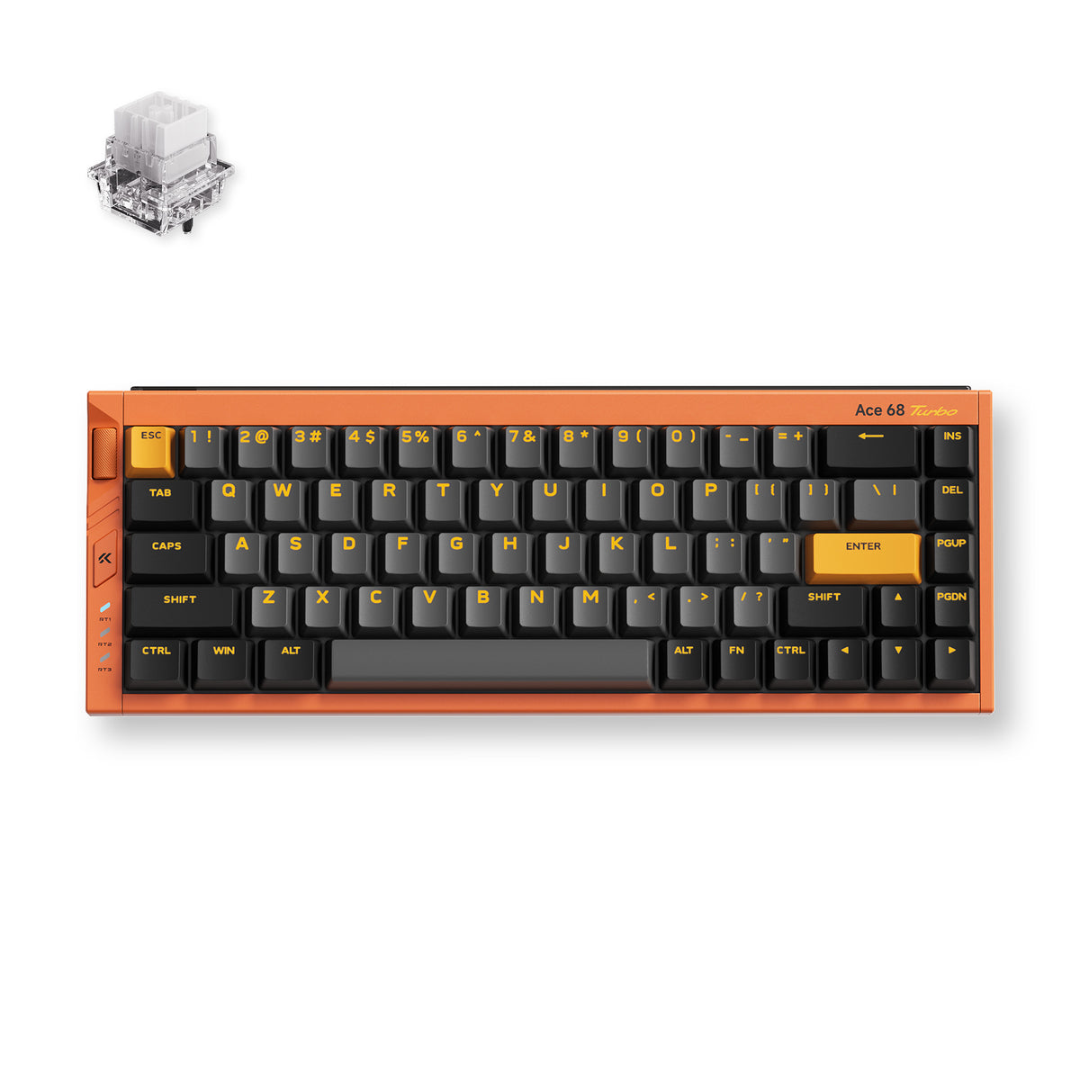 Teclado Gamer MCHOSE Ace 68 Turbo Laranja Hall Effect 65% Light Bar Dinâmico