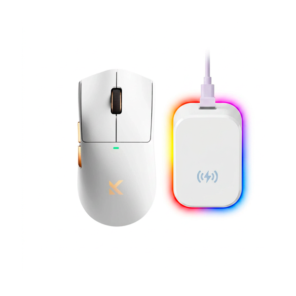 Mouse Gamer MCHOSE K7 Ultra Branco 59g Sensor PAW3950 Dock Magnética