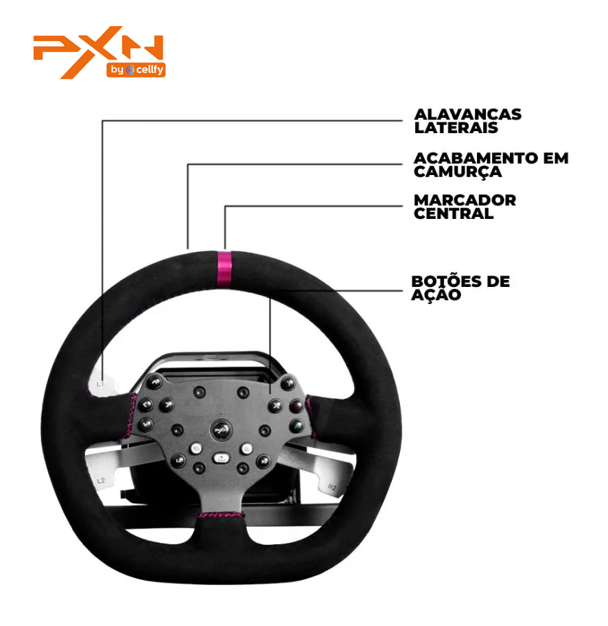 Kit Simulador de Corrida PXN V10 Force Feedback + Câmbio + Pedais Acelerador, Freio e Embreagem