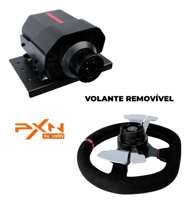 Kit Simulador de Corrida PXN V10 Force Feedback + Câmbio + Pedais Acelerador, Freio e Embreagem