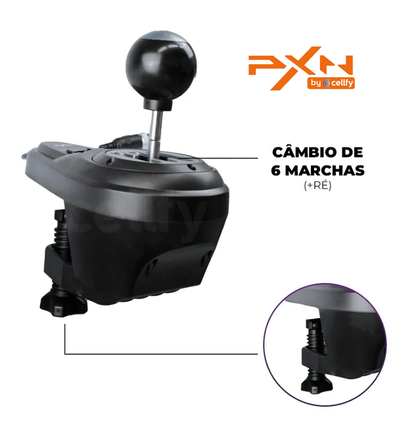 Kit Simulador de Corrida PXN V10 Force Feedback + Câmbio + Pedais Acelerador, Freio e Embreagem