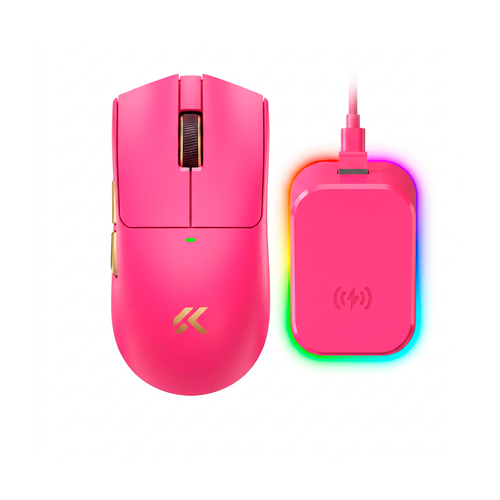 Mouse Gamer MCHOSE K7 Ultra Rosa 59g Sensor PAW3950 Dock Magnética