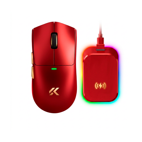 Mouse Gamer MCHOSE K7 Ultra Vermelho 59g Sensor PAW3950 Dock Magnética