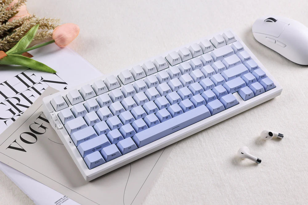 Teclado Mecânico MCHOSE G75 Pro Branco e Azul 75% Triple Mode RGB — slide 2
