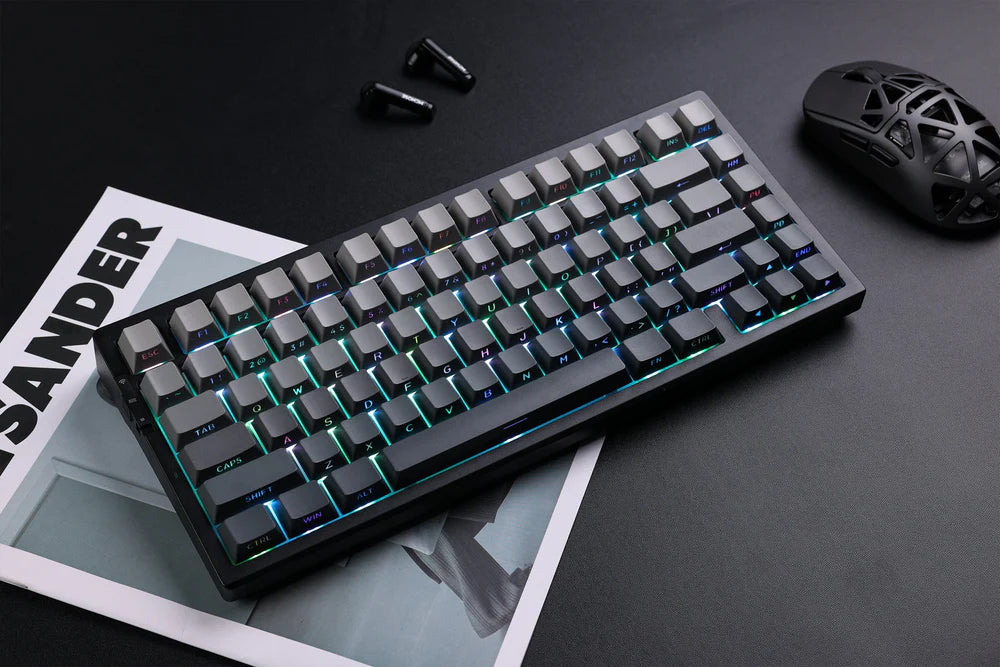 Teclado Mecânico MCHOSE G75 Pro Branco e Azul 75% Triple Mode RGB — slide 1