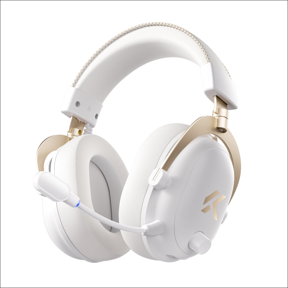 Headset Gamer MCHOSE V9 Turbo Branco Gold 200h Bateria Base Magnética RGB Wireless