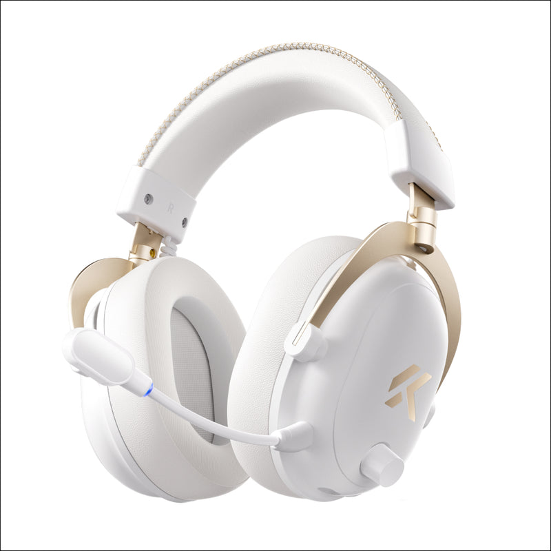 Headset Gamer MCHOSE V9 Turbo Branco Gold 200h Bateria Base Magnética RGB Wireless