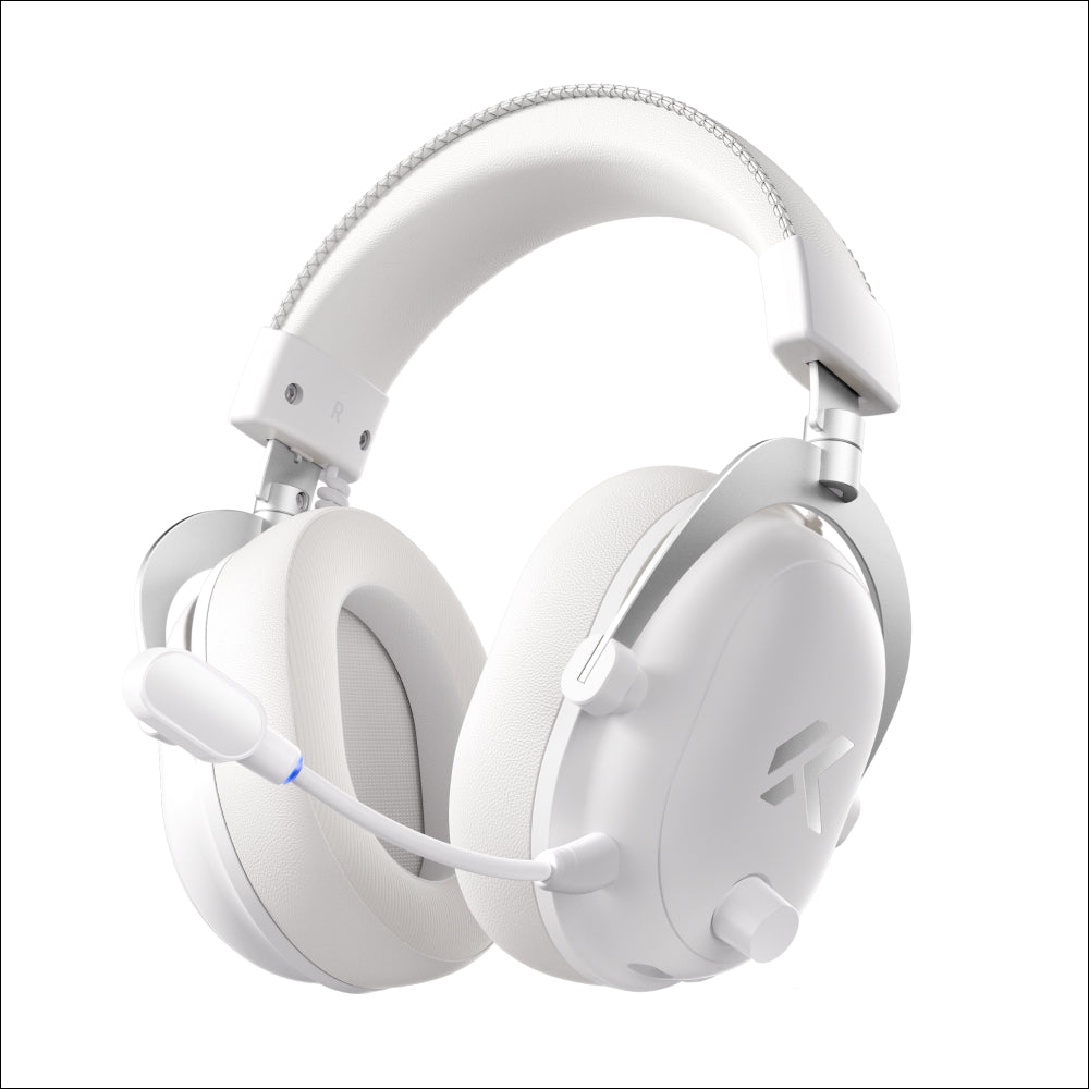 Headset Gamer MCHOSE V9 Turbo Branco Silver 200h Bateria Base Magnética RGB Wireless