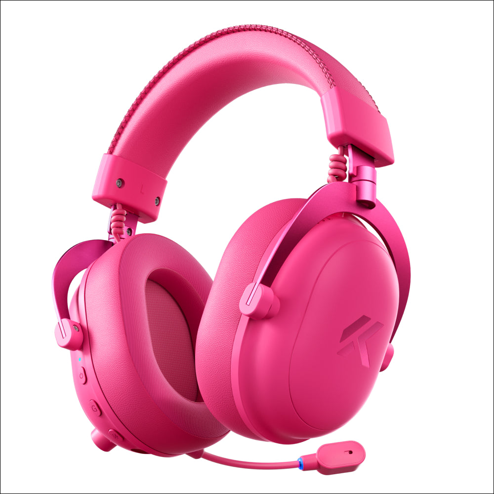 Headset Gamer MCHOSE V9 Turbo Rosa 200h Bateria Base Magnética RGB Wireless