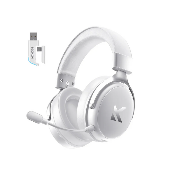 Headset V9 Pro MCHOSE Gamer Icy White Sem Fio 7.1 Surround 250h BT 2.4G Microfone IA
