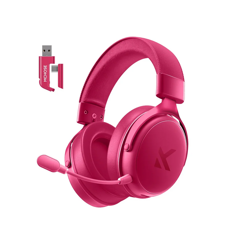 Headset Gamer Sem Fio MCHOSE V9 Turbo Berry Red 2.4GHz 200h Surround 7.1 Compatível com PC PS5 e Switch - HW-V9-12-BERRYRED