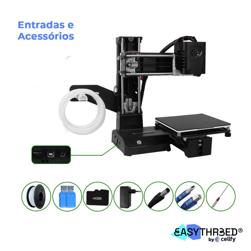 Impressora 3d Mini K9 Easythreed - Cartão Tf Filamentos Pla/tpu Bivolt - Fácil de Montar - ED-K9