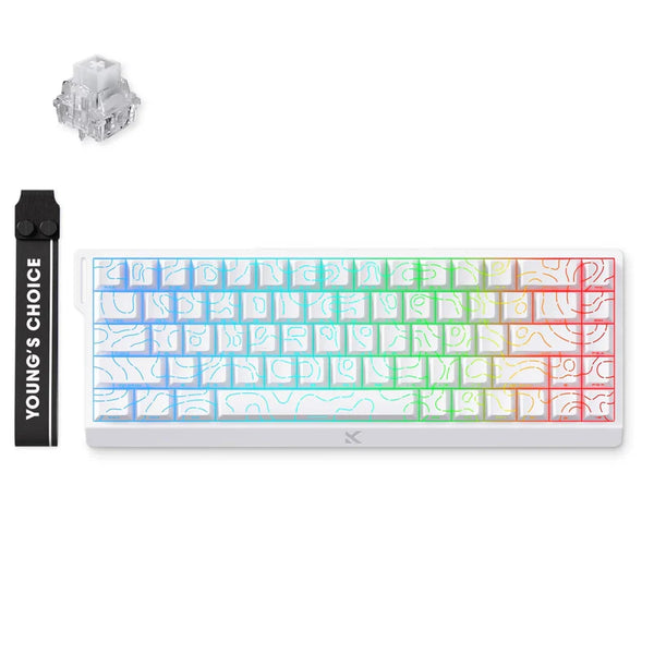 Teclado Gamer MCHOSE Ace 68 Branco Hall Effect 65% Switch Ice Rhino Iluminação RGB