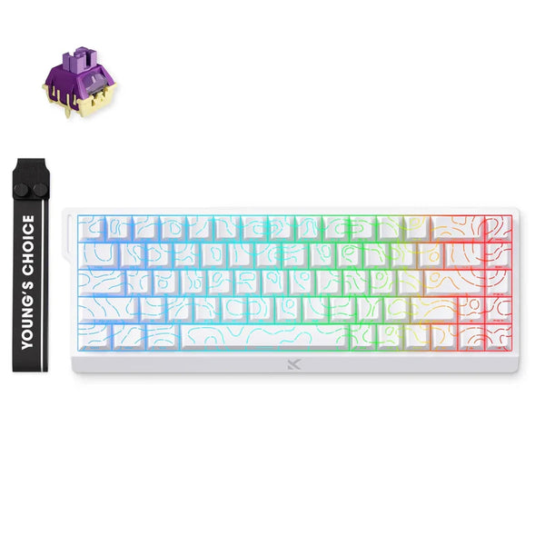 Teclado Gamer MCHOSE Ace 68 Branco Topographic Hall Effect 65% Switch TTC Dragon Iluminação RGB
