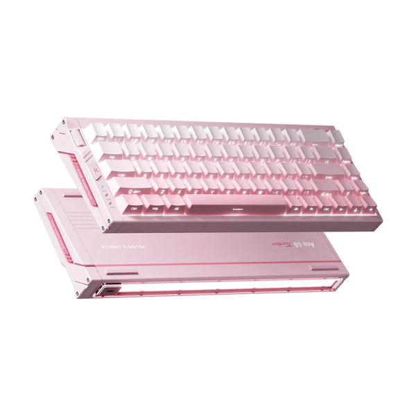 Teclado Gamer MCHOSE Ace 68 Turbo Rosa Light Hall Effect 65% Light Bar Dinâmico