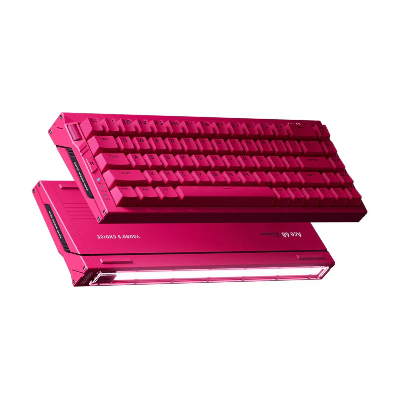 Teclado Gamer MCHOSE Ace 68 Turbo Rosa Hall Effect 65% Light Bar Dinâmico