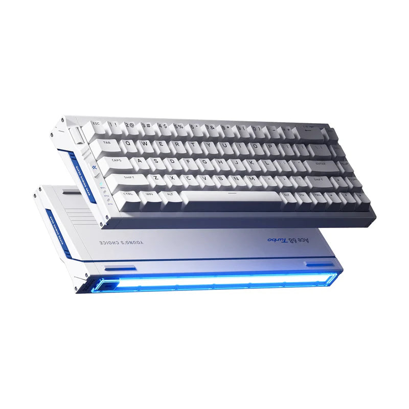 Teclado Gamer MCHOSE Ace 68 Turbo Branco Hall Effect 65% Light Bar Dinâmico