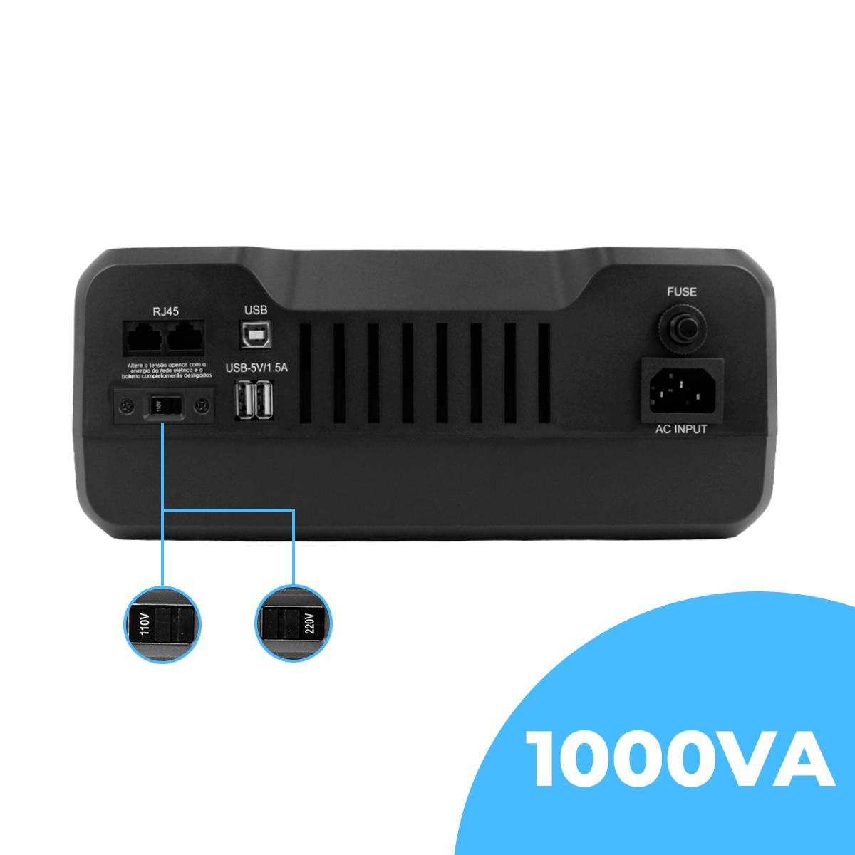 Nobreak Bivolt 600W Senoidal Simulada Aitek Proteção de PC, Roteador e Eletrônicos 1000va - ANB-OL1000