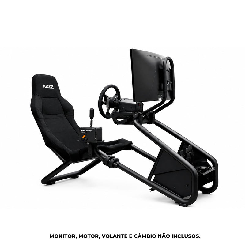 Cockpit Gamer KOZZ CP02 em Aço para Sim Racing, Suporte Universal para Volante, Câmbio e Pedaleira