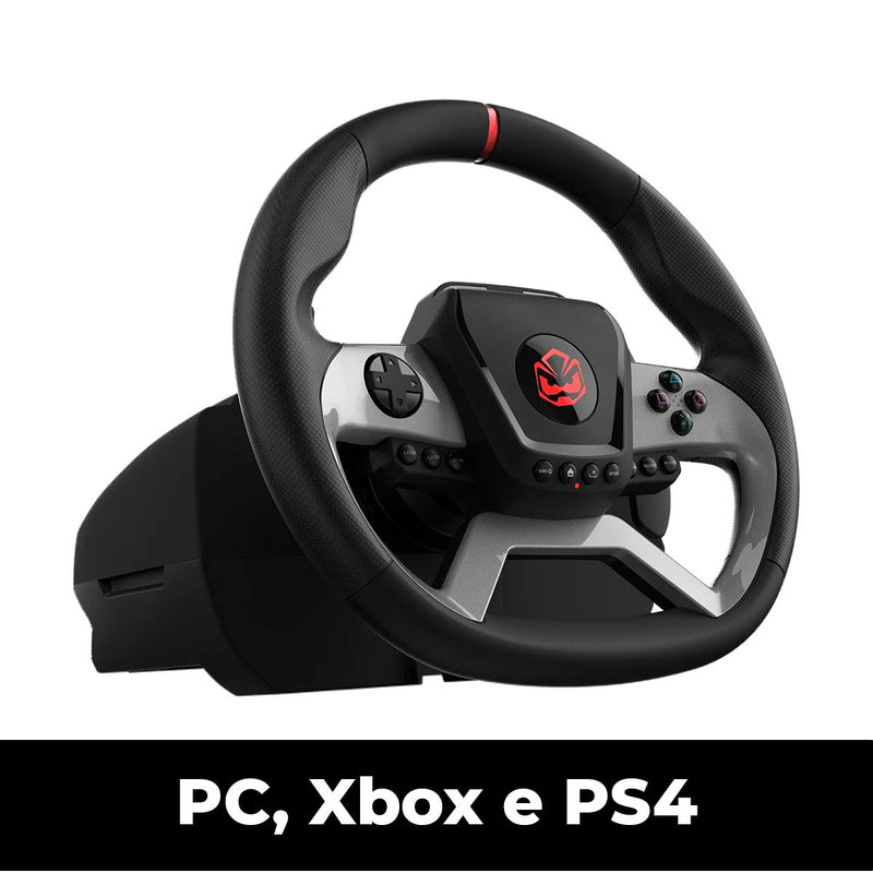 Kit Volante Gamer Pcyes W270 Force Feedback 3.2Nm + Pedal Embreagem, Acelerador e Freio