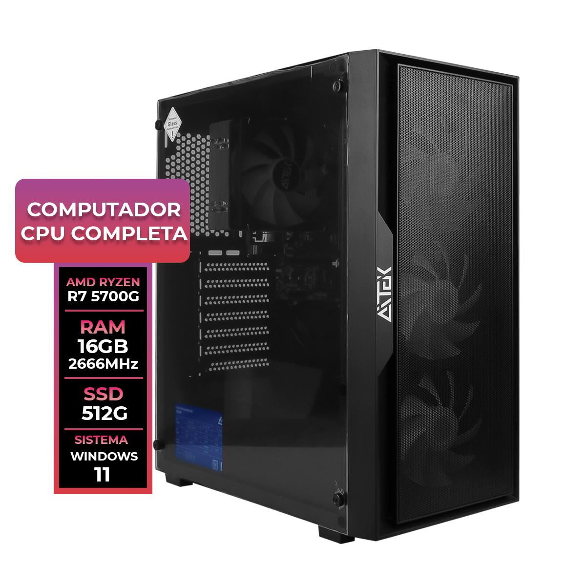 Computador Desktop AMD Ryzen Aitek 7 5700G 16GB DDR4 SSD 512GB Windows 11 Gamer Produtividade - DELTA-G57BB