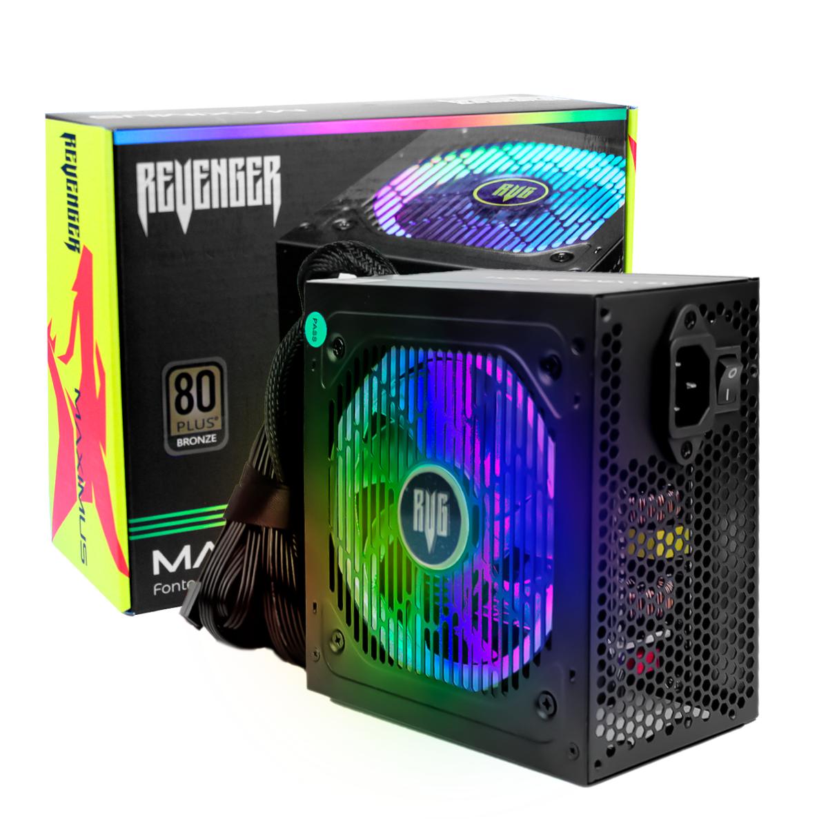 Fonte Gaming ATX 550W Revenger Maximus RGB 80 Plus Ultra-Silenciosa PFC - FO-MAX01RGB