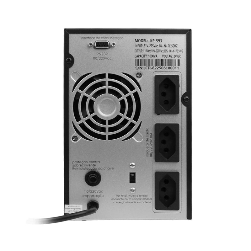 Nobreak Senoidal Puro 700W Bivolt Knup Energia Estável e Segura para seu Home Office - KP-593