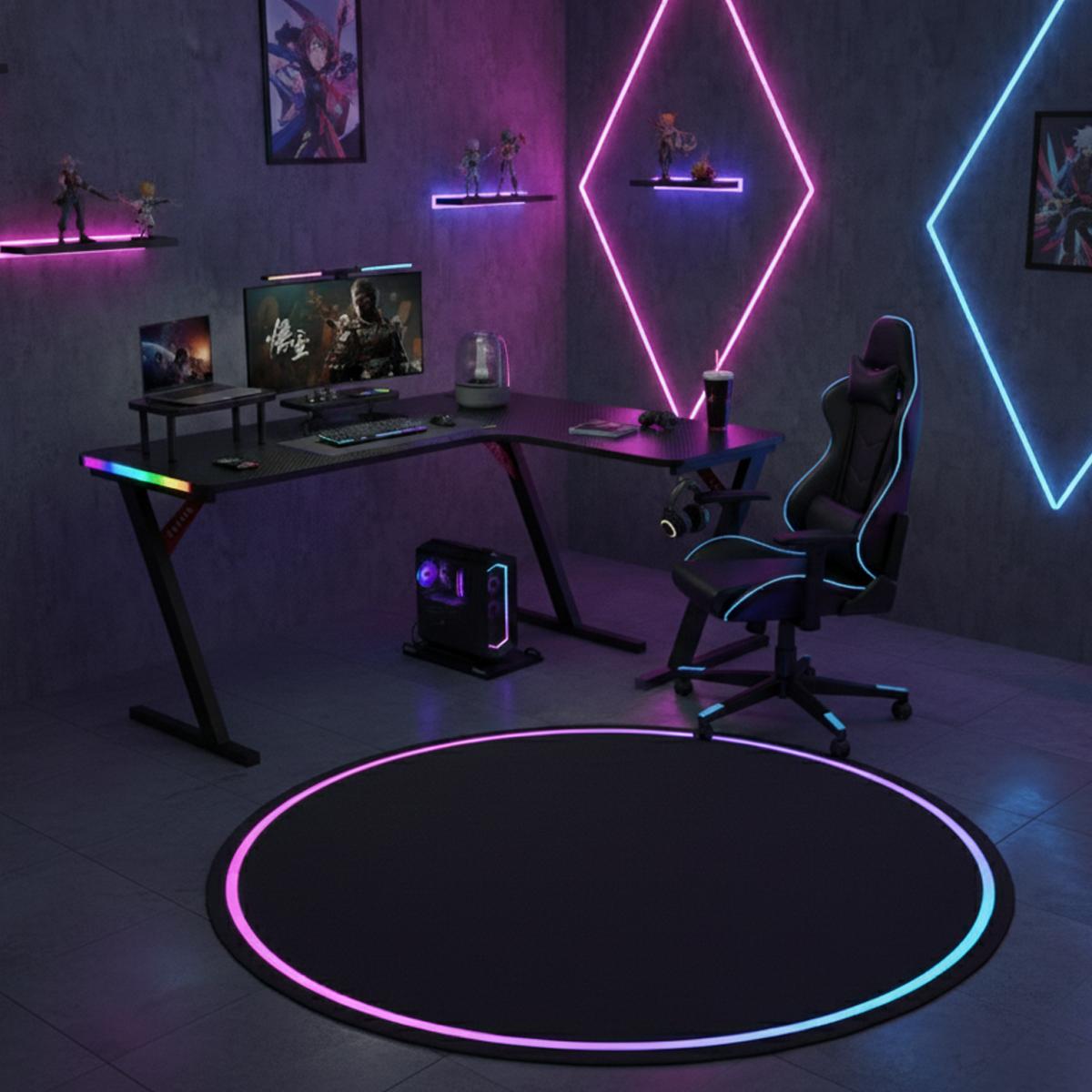 Mesa Gamer em L Aitek Espaçosa Reforçada e com Suporte para Fone Porta-Copo - DELTA-M1601H