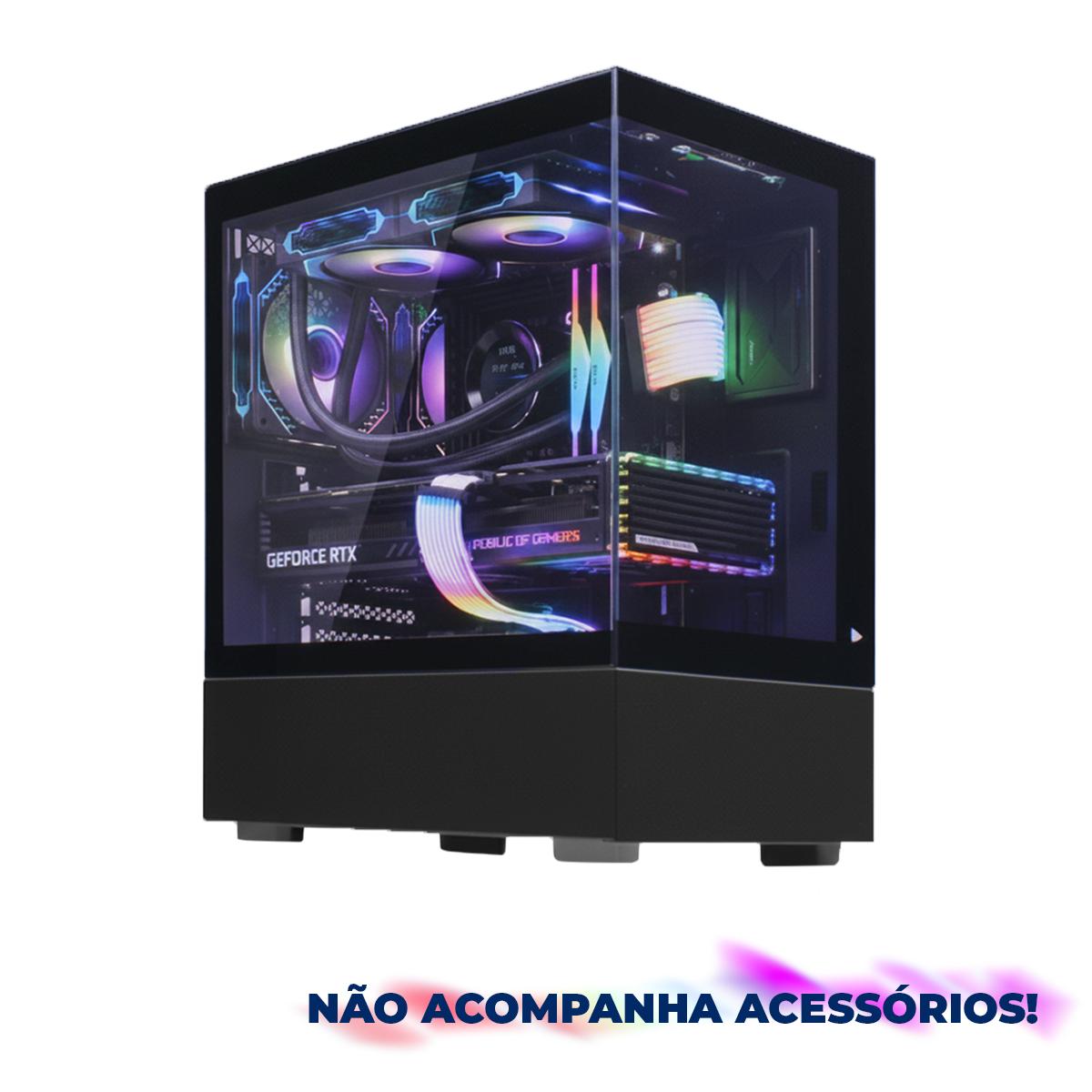 Gabinete Gamer RGB Grasep com 3 Fans Inclusos Suporte Water Cooler 240mm e Lateral de Vidro Compatível ATX/M-ATX - D-ATX18