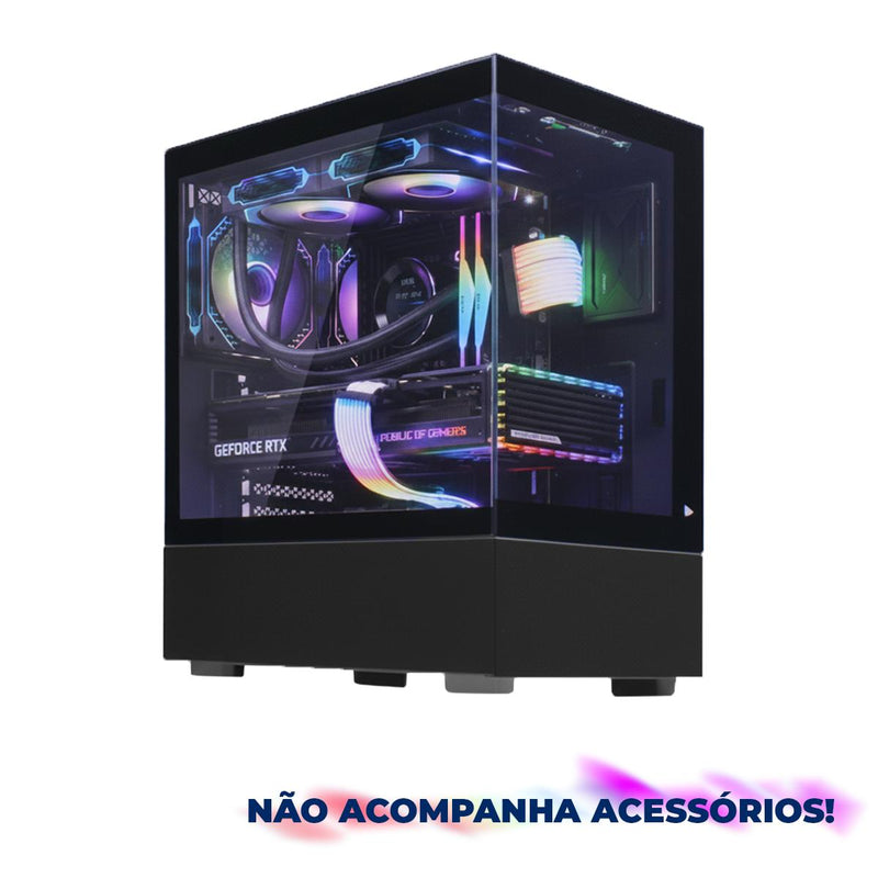 Gabinete Gamer RGB Grasep com 3 Fans Inclusos Suporte Water Cooler 240mm e Lateral de Vidro Compatível ATX/M-ATX - D-ATX18