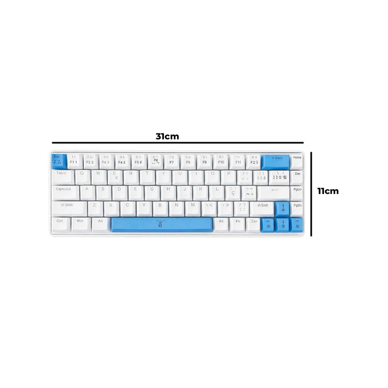 Teclado Gamer Mecânico Aitek RGB Compacto 68 Teclas Cabo USB-C Removível - DELTA-TM0691B