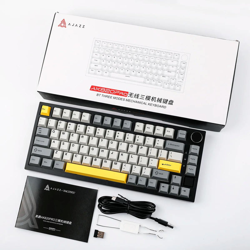 Teclado Gamer AJAZZ AK820 Pro Conexão Tri-Modo com RGB South-Facing