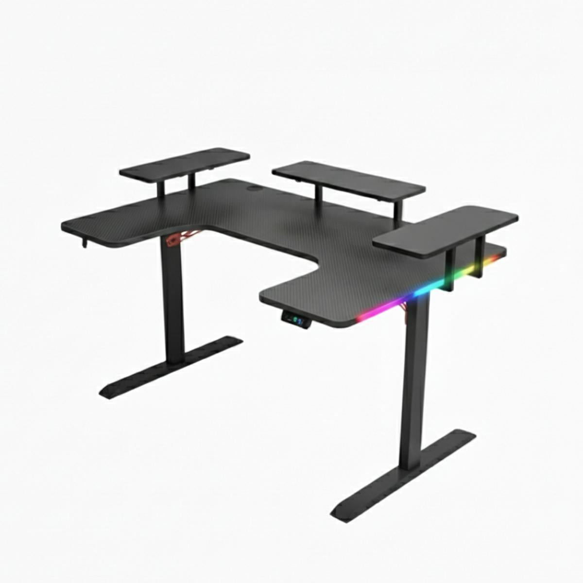 Mesa Gamer RGB Aitek Design Moderno Acabamento Fibra de Carbono e Suportes Integrados - DELTA-M1602H
