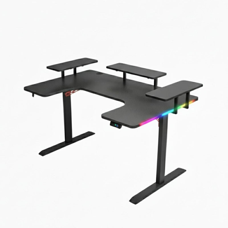 Mesa Gamer RGB Aitek Design Moderno Acabamento Fibra de Carbono e Suportes Integrados - DELTA-M1602H