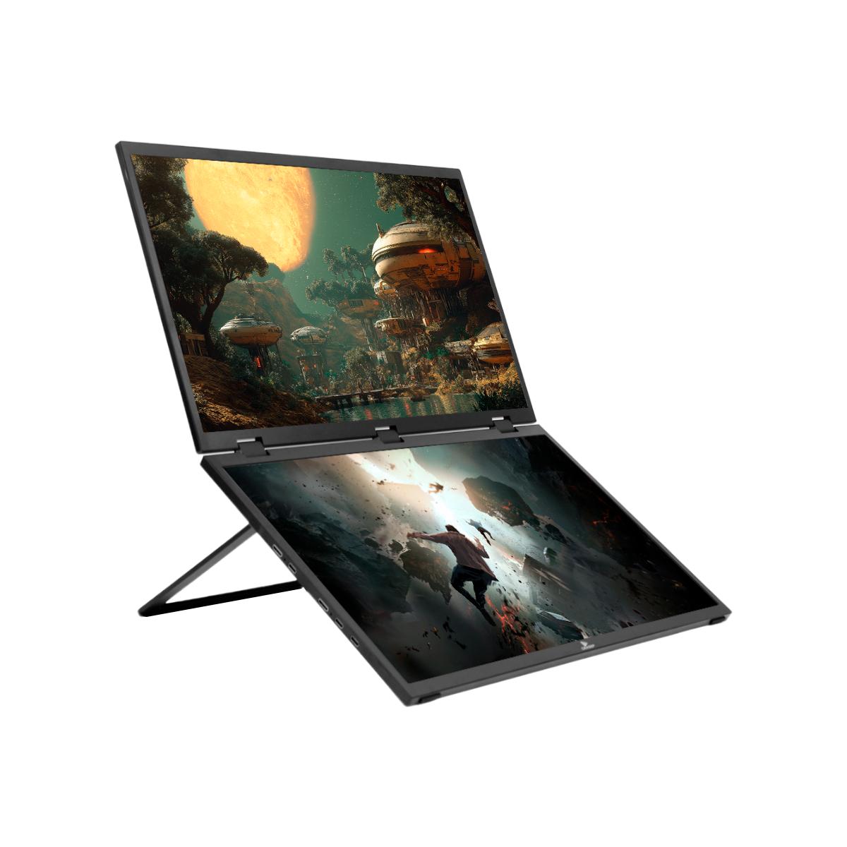 Monitor Duplo Portátil Grasep 18,5’’ FHD 100Hz com Rotação 360° e Conexões USB-C Mini HDMI - D-TELA09
