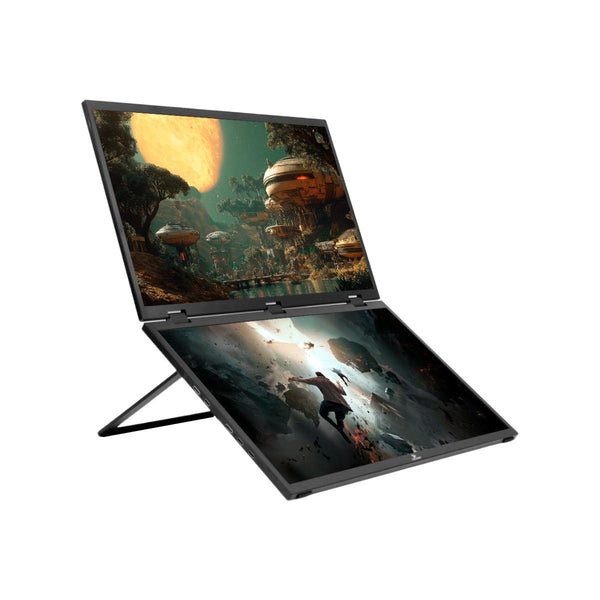 Monitor Duplo Portátil Grasep 18,5’’ FHD 100Hz com Rotação 360° e Conexões USB-C Mini HDMI - D-TELA09